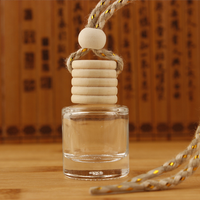 Bouteille diffuseur ronde en verre de 4 ml, blanche, vide, pour voiture, avec couvercle en bois, pour huiles essentielles - Vente en gros