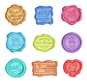 Muestra gratis personalizado Pantone Color Relieve Gold Foil Logo Sello de cera Pegatina para sobres - Product Image 5