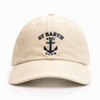 Gorra de Béisbol Personalizada con Bordado de Club Náutico, Logotipo de Ancla, Letras, 6 Paneles, Sarga de Algodón, Visera Curva, MOQ Bajo 20PCS, OEM Náutico para Yates