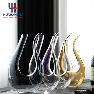 Glass Decanter 1200ml 40oz Elegant Lead Free Hand Made U Shaped Crystal Clear Glass Wine Carafe Decanter With Wine Accessories For Home Bar