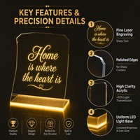 Lampe de nuit LED en acrylique avec logo personnalisé, panneau lumineux RGB, lampe de bureau, base USB, cadeau, présentoir