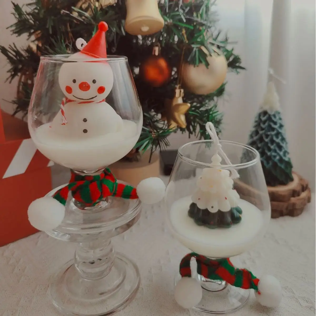 맞춤형 크리스마스 향수 산타 클로스 크리스마스 트리 애플 3 개 휴일 양초 선물 세트 두유 향초 세트