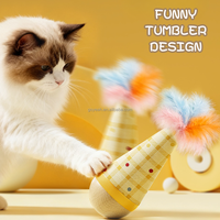 Jouet interactif à bascule pour chats d'intérieur, jouet pour chat à auto-redressement avec plume