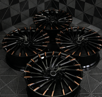 Nouvelles jantes directionnelles en aluminium forgé sur mesure 6061-T6 noires, finition chromée, embouts dorés usinés, luxe et performance, 18-24 pouces
