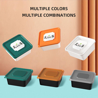Boîtes d'emballage à emporter en plastique jetables Petits bols carrés pour la sauce à tremper les fruits de mer Populaire pour les aliments à emporter