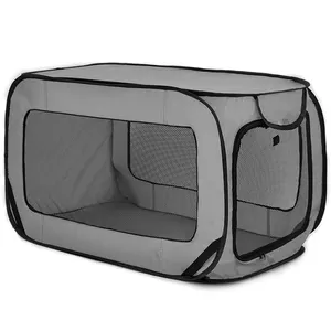 36in Portable Large Pop Up Dog Kennel, Indoor Outdoor Crate for Pets, Portable Car Seat Kennel Grey/Green/Red Color