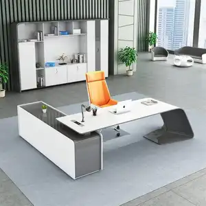 Meja kantor eksekutif kerja mewah Modern, meja kantor CEO dengan desain kursi bos CEO furnitur kantor eksekutif