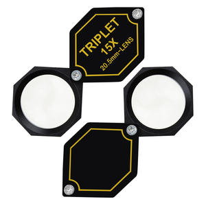 Loupe de bijoutier de haute qualité 15x avec lentille triple, loupe grossissante 20,5 mm, cadre noir, corps métallique, design hexagonal - Product Image 1