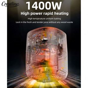 Friteuse à air intelligente sans huile, 5L, en acier inoxydable, avec écran tactile personnalisé, pour cuisine domestique et extérieure - Product Image 4