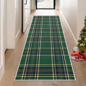 Navidad Buffalo Plaid antideslizante Gingham alfombra lavable para sala de estar pasillo cocina decoración del hogar en Stock - Product Image 1