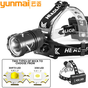 Linterna Frontal LED XHP70 de 30W Recargable, Alta Luminosidad, Zoom Ajustable, Iluminación para Exteriores - Product Image 3