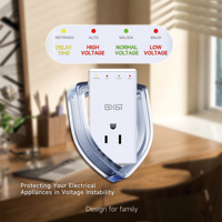 Protecteur de tension monophasé AC BX-V157 120V 10A en matériau PC pour réfrigérateur et appareils électroménagers avec certification ETL