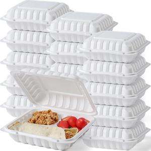 Clamshell Food Container With Lids 3 Compartment Meal Prep Containers