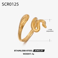 2025 derniers modèles 18k plaqué or exquis en acier inoxydable en forme de serpent anneaux réglables dames bijoux