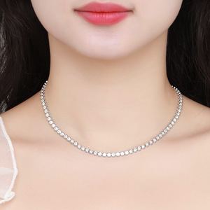 Collana <span class=keywords><strong>Tennis</strong></span> in Moissanite all'Ingrosso, Catena 3mm 0.1ct Bubble VVS1 con Certificato GRA, <span class=keywords><strong>Gioielli</strong></span> in Argento 925 per Donne, Uso Quotidiano - Product Image 4