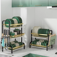 Étagère de rangement pour vaisselle de comptoir à 2 niveaux Séchoir à vaisselle de cuisine avec égouttoir à couverts