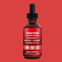 Gouttes liquides orales adultes extrait de poivre aubépine baie vitamine D3 K2 racine de betterave curcuma pour antioxydant soutien santé immunitaire