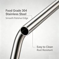 Pailles à boire longues et larges en acier inoxydable 304 de qualité alimentaire, diamètre 12 mm, fabriquées sur mesure directement en usine