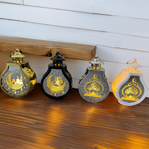 New <strong>Style</strong> Eid Mubarak Led Night Light Hollow Star Moon Desktop Electronic Candle Ramadan Wind <strong>Lanterns</strong> - Product Image 2