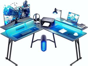 <span class=keywords><strong>Escritorio</strong></span> Gaming RGB con Tira de Luces LED, Mesa de Computadora en <span class=keywords><strong>Forma</strong></span> de <span class=keywords><strong>L</strong></span> Negra, Estación de Trabajo para Gamers - Product Image 5