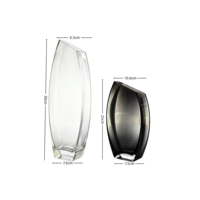 Vase en verre cristal rectangulaire moderne à bouche inclinée, style nordique, transparent, gris fumé, pour la décoration de la maison, de l'hôtel, de la table, écologique, hydroponique