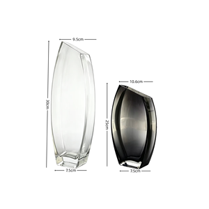 Vase en verre cristal rectangulaire moderne à bouche inclinée, style nordique, transparent, gris fumé, pour <span class=keywords><strong>la</strong></span> décoration <span class=keywords><strong>de</strong></span> <span class=keywords><strong>la</strong></span> maison, <span class=keywords><strong>de</strong></span> l'hôtel, <span class=keywords><strong>de</strong></span> <span class=keywords><strong>la</strong></span> table, écologique, hydroponique - Product Image 3