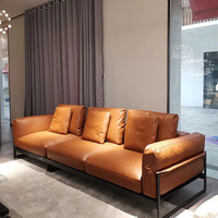 Canapé modulaire en cuir PU de luxe léger italien minimaliste OKF pour salon, hôtel, villa, avec structure en bois massif
