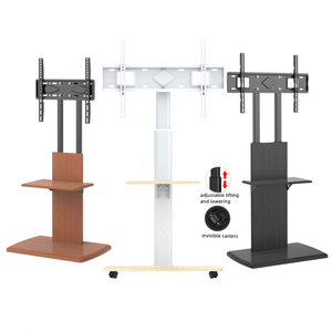 Carrello <span class=keywords><strong>TV</strong></span> <span class=keywords><strong>Mobile</strong></span> Regolabile in Altezza con Supporto da Pavimento in <span class=keywords><strong>Metallo</strong></span>/Legno e Ripiano Portaoggetti per Uso Commerciale e Ufficio - Product Image 6