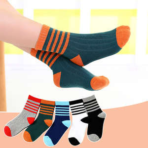 Calcetines de algodón peinado suave a rayas de colores personalizados OEM <span class=keywords><strong>para</strong></span> bebés, niños pequeños, y niños/as, calcetines escolares de algodón <span class=keywords><strong>para</strong></span> niños/as. - Product Image 5