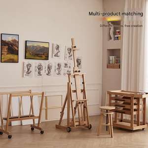 Chevalet <span class=keywords><strong>de</strong></span> studio en bois <span class=keywords><strong>de</strong></span> hêtre finition noyer, robuste, pliable, avec roulettes, hauteur réglable, inclinable, pour <span class=keywords><strong>peinture</strong></span>, modèle HXS - Product Image 5