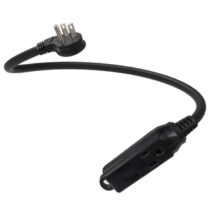 สายต่อปลั๊ก Nema แบบ Low Profile ยาว 1 ฟุต - สายเคเบิลแบบมีสายดิน 3 ขา ขนาด 16 AWG พร้อมเต้ารับ 3 ช่อง สำหรับใช้งานภายในอาคาร สีดำ - Product Image 1