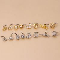 YW 316L Acier chirurgical inoxydable CZ Ailes d'ange Pendentifs pour nez colorés Anneaux de nez à vis indiens Bijoux de piercing pour le nez