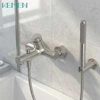 Mitigeur de douche et bain moderne de luxe en acier inoxydable 304 brossé, avec poignée unique et douchette à main