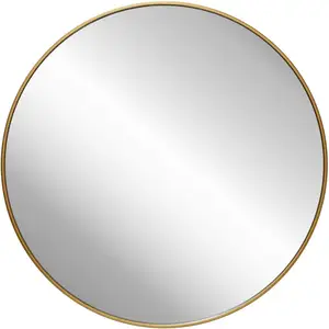 Espejo de pared redondo para sala de estar y dormitorio, marco de aluminio circular, de 16, 18, 20 y 24 pulgadas, color negro y dorado, estilo nórdico
