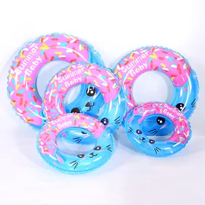 Fabricant d'anneau de natation Vente en gros Donut Shark Sirène Gonflable PVC Summer Beach Pool Float outdoor adulte Kids Swim Ring