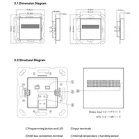 Termostato de Pared RTC con Sensor de Temperatura y Humedad Integrado, 2/4 Tubos HVAC, Control PI de 2 Puntos, Termostato KNX Lite con Secure 55mm