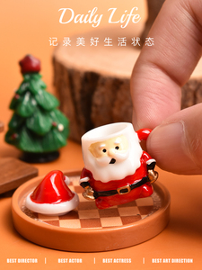 <b>Mini</b> Santa Claus Tea Cup Set Resin Flatback Cabochon for DIY Miniature Christmas Food Play Cream Glaze Handcrafted Accessories - Product Image 5
