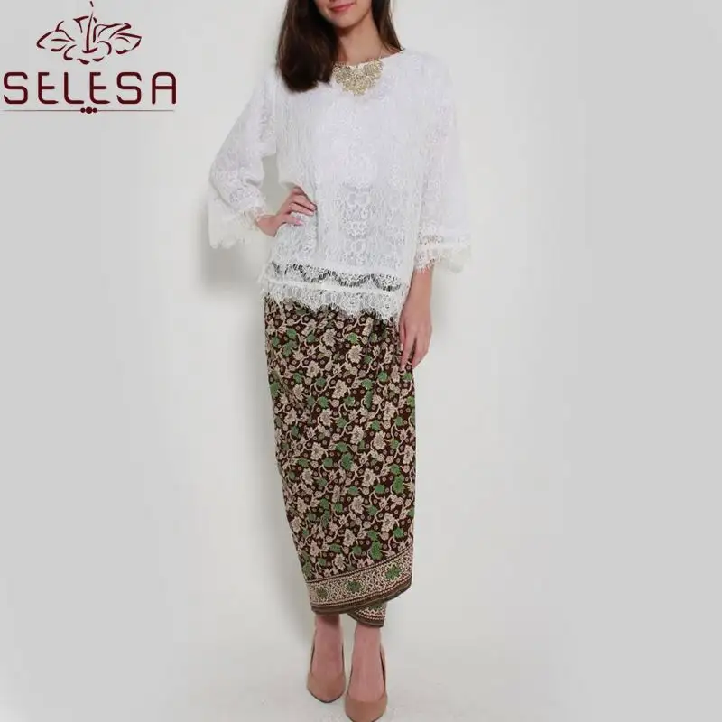 Moda Modern Baju Kurung Moden dantel yumuşak nakış düz renk müslüman elbise Lungi Sarong <span class=keywords><strong>endonezya</strong></span>