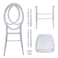 Chaise de banquet Chiavari amovible en résine transparente, chaise de salle à manger en plastique transparent, chaise fantôme en acrylique pour hôtel, extérieur et salon