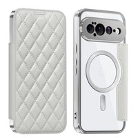 Étui magnétique pour Google Pixel 11 Pro XL avec blocage RFID, porte-cartes, coque de téléphone en cuir PU losange et film de protection d'objectif