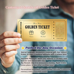 สติกเกอร์บัตรตั๋วแบบขูดสีทองแบบกำหนดเองได้สีทองทองหรูหราแบบออกแบบได้เอง - Product Image 3