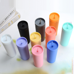 Disposable 16oz Plastic PP Rectangular Double Layer Tumblers <b>Lid</b> <b>Straws</b> Portable Coffee Water <b>Cup</b> Christmas Gifts Zenidoo Brand - Product Image 4