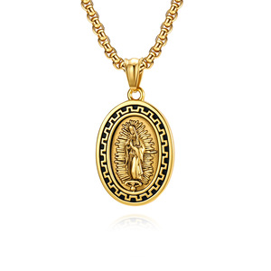 Collar clásico retro y único de la Virgen María, colgante versátil de acero de titanio estilo punk para hombre, estilo urbano. - Product Image 1
