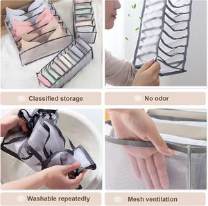 Sac de rangement pliable en nylon pour tiroir, organisateur de placard, boîte de rangement en maille pour sous-vêtements, soutiens-gorge et chaussettes - Product Image 3