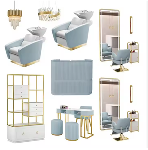 Luxury Hair Salon Furniture Set Equipment Black Gold White Gold Beauty Barber Shampoo Manicure Chair and <b>Mirror</b> Set for Sale - Product Image 5