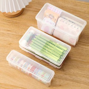 GREENSIDE 35L 10kg Grand ensemble de trois boîtes de rangement transparentes en plastique pour papeterie, étui à crayons empilable pour étudiants, idéal pour les croquis et le rangement des pinceaux - Product Image 1