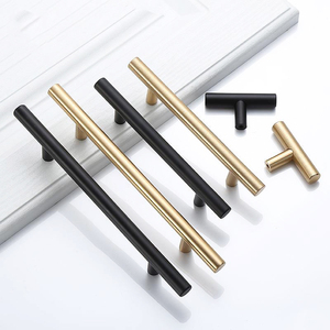 哑光黑色不锈钢黑色饰面家具橱柜中空实心t形杆抽屉拉手 - Product Image 4