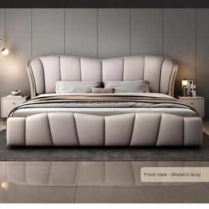 Letto Moderno <span class=keywords><strong>e</strong></span> Alla Moda in Pelle di Lusso, Design Minimalista con Struttura in Legno di Pino <span class=keywords><strong>e</strong></span> Vano Contenitore - Product Image 4