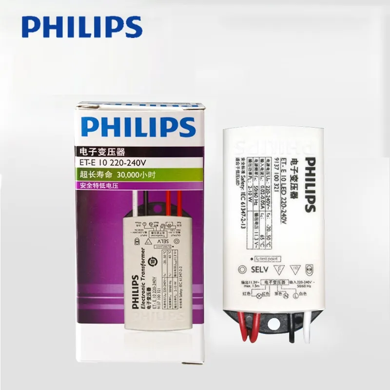 PHILIPS-10W 12V Electronic Transformer for Halogen Light Lamp Bulb LED Light Cup, 220V-240V, Dimmable, ET-E60