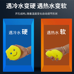 Éponge de nettoyage en forme de visage souriant, éponge de cuisine jaune avec trou de suspension pour un séchage et une hygiène faciles - Product Image 3